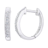 Round Diamond Prong Set Huggies Hoop Earrings in 9ct White Gold
